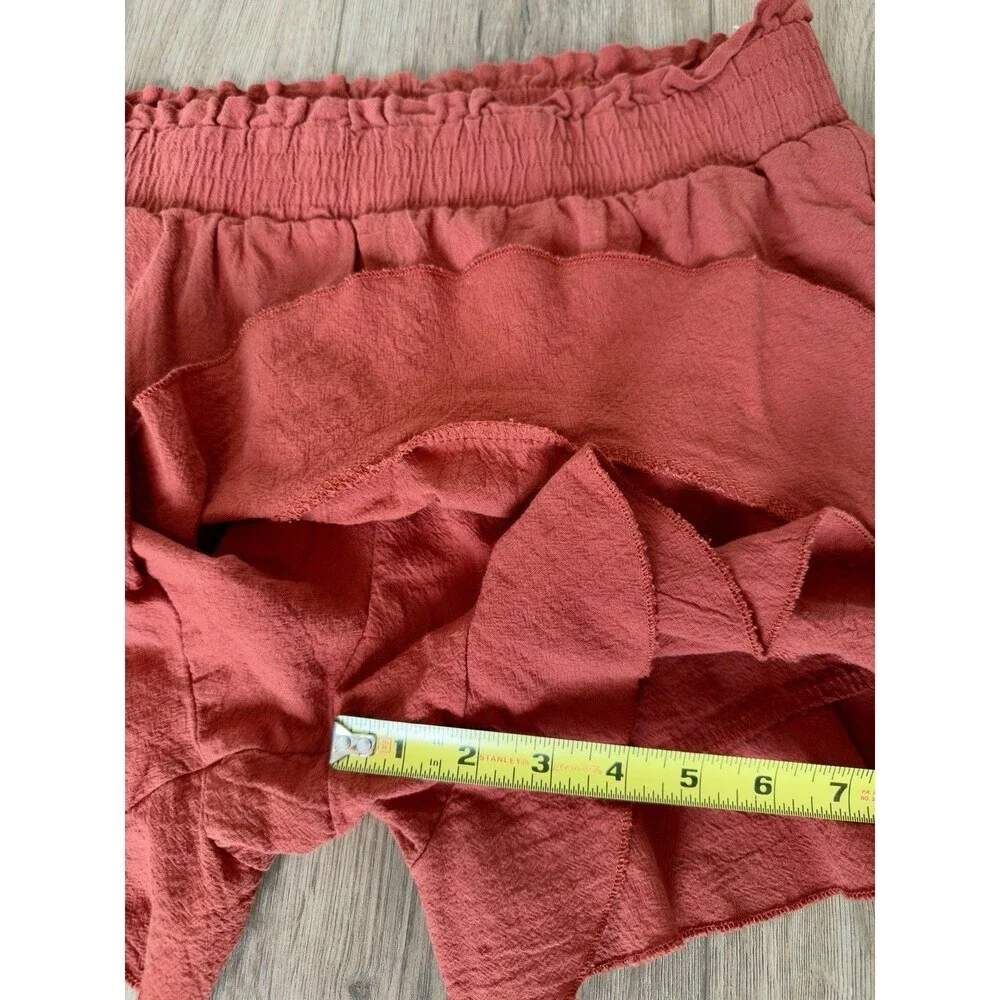 Liyo Hon Orange Ruffle Skort Elastic Waist Boho Mini Shorts Skirt L